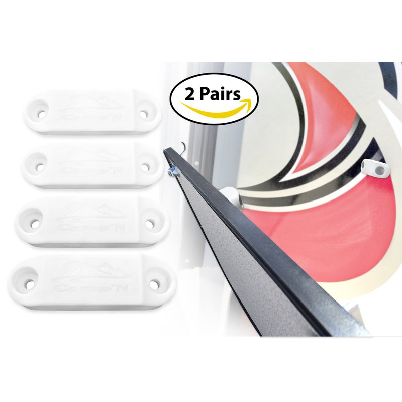 Camp'N RV Magnetic Door Catch - White 2-Pair - Strong Magnetic Hold, Rust Proof, Black OEM, Includes Mounting Tape & Hardware - Ideal RV Door Magnetic Catch for Camper Trailer - Image 3